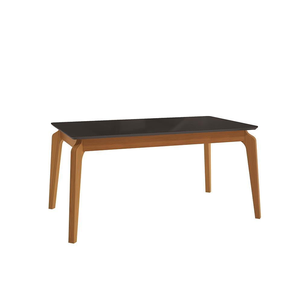 Mesa de Jantar Kappesberg em Madeira Maciça com Tampo de Vidro Preto Fosco 160cm em Oferta na Shopee