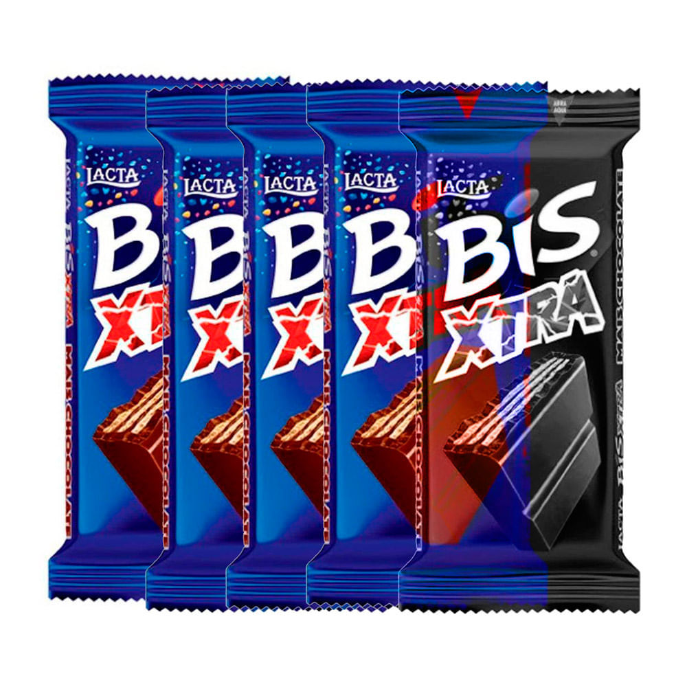 Kit 5 Chocolate Bis Lacta Xtra com 45g