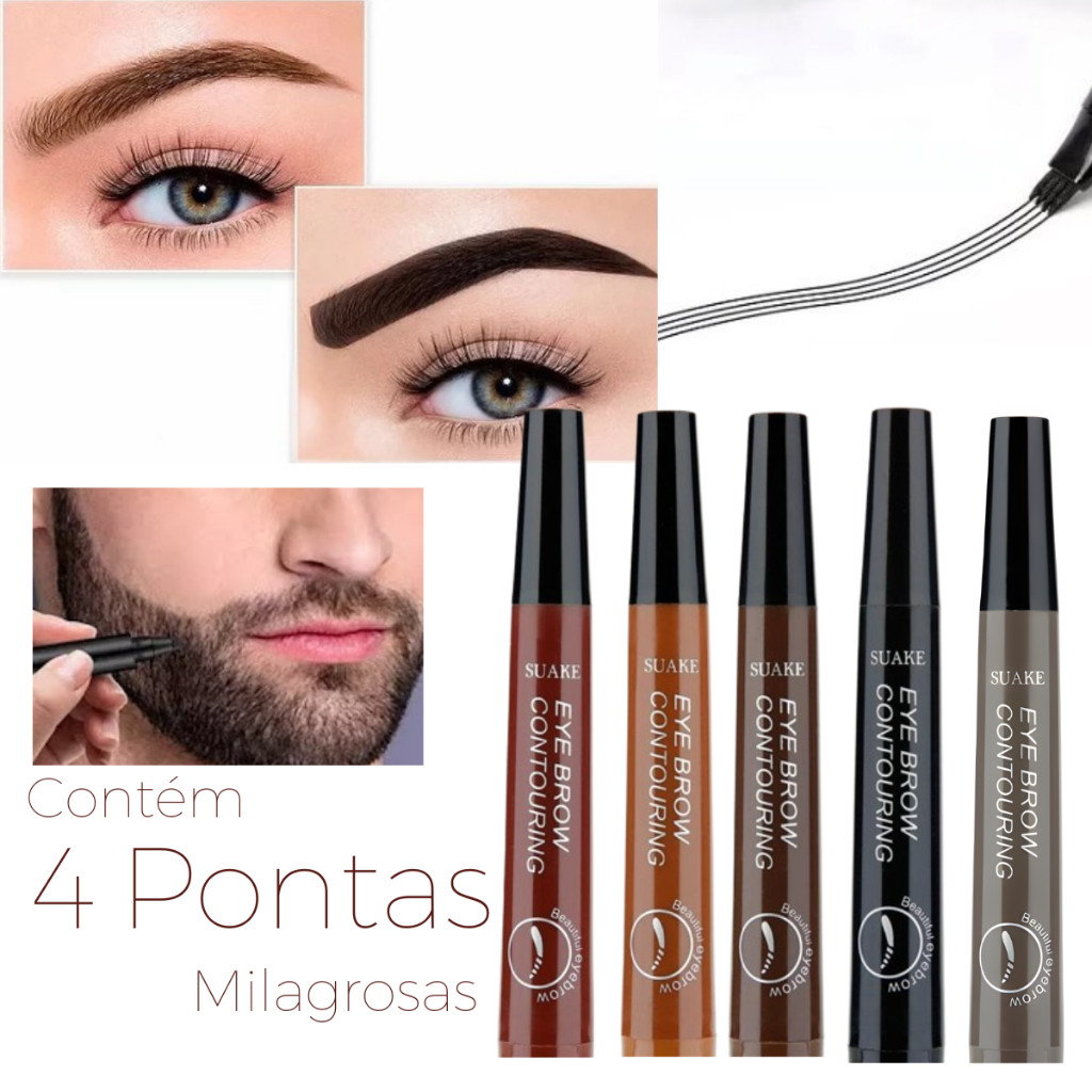 Caneta Sobrancelha Barba à Prova D’Água Fio a Fio Microblading Tatuagem Lapis 4 Pontas 5 Cores em Oferta na Shopee