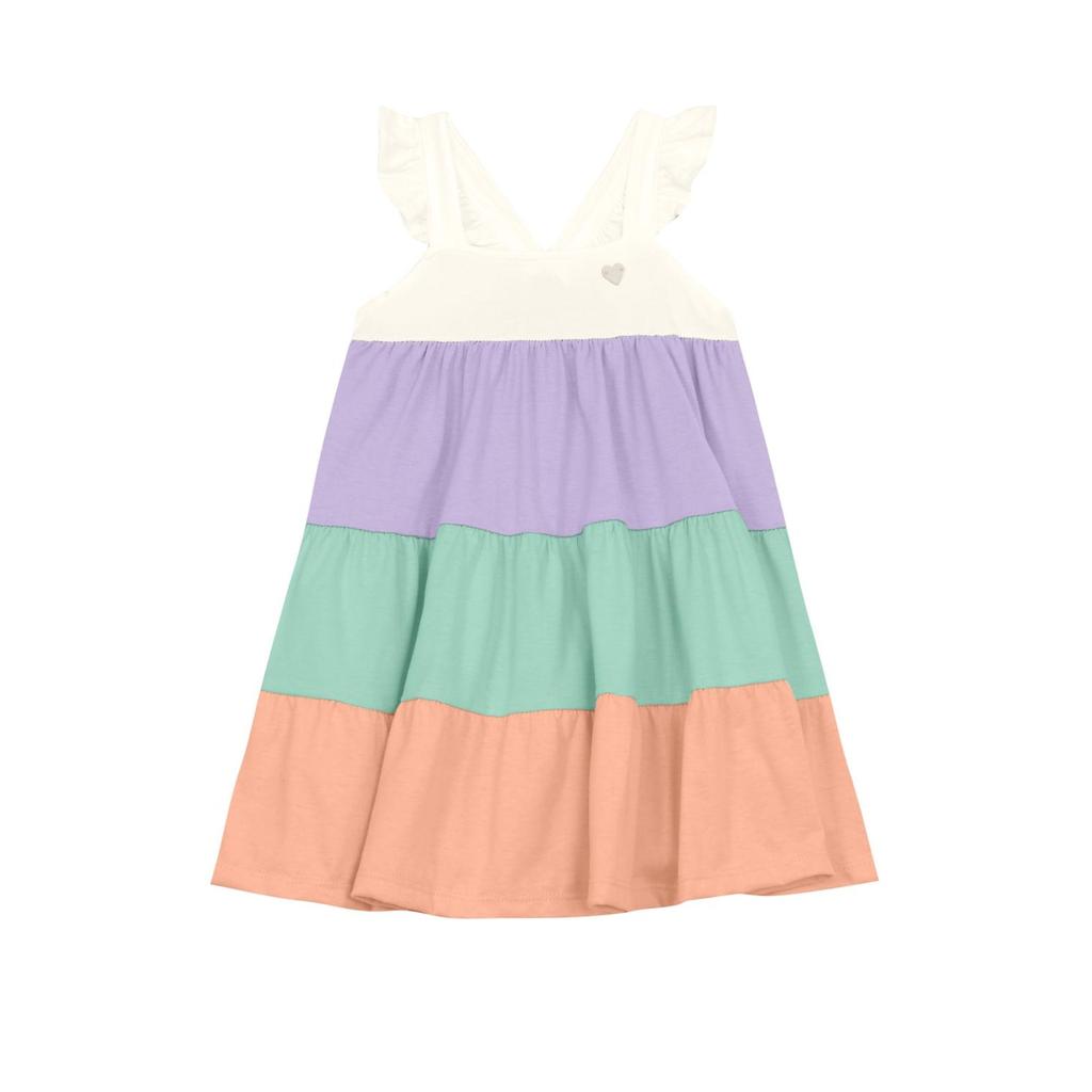 Vestido infantil menina colorblock Brandili -Natural em Oferta na Shopee