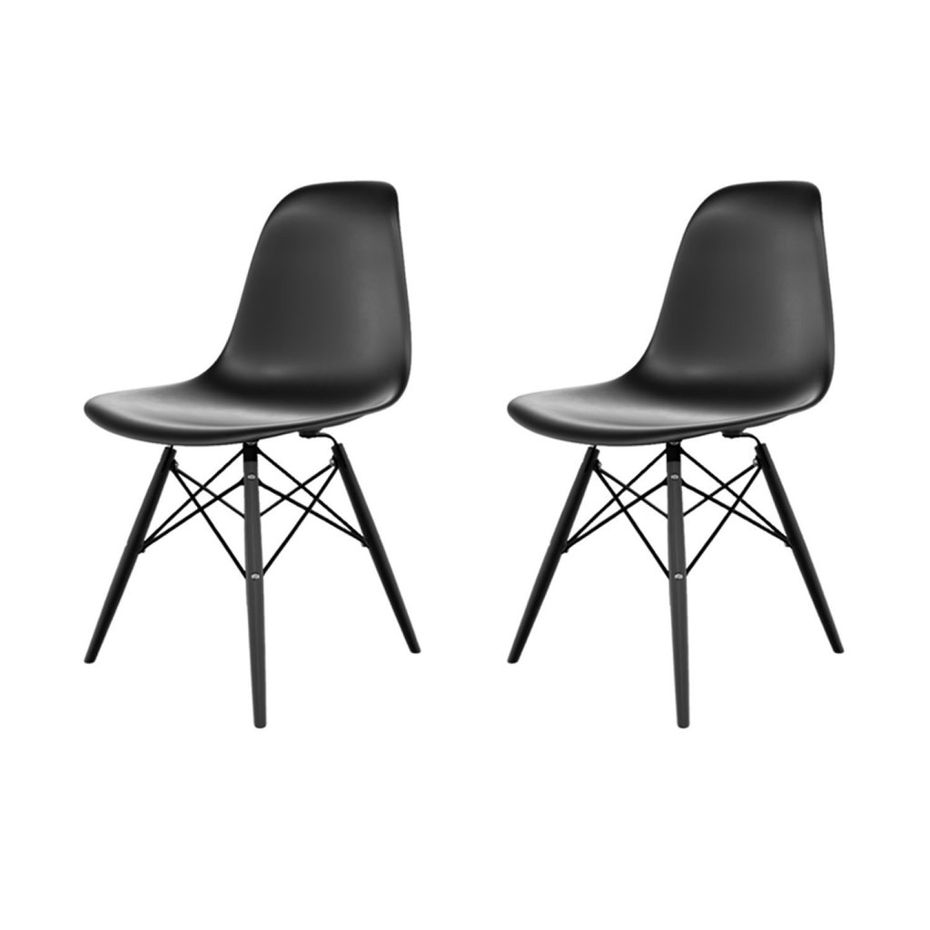 Conjunto com 2 Cadeiras para Sala de Jantar Eames Pp Dsw Inj Preto