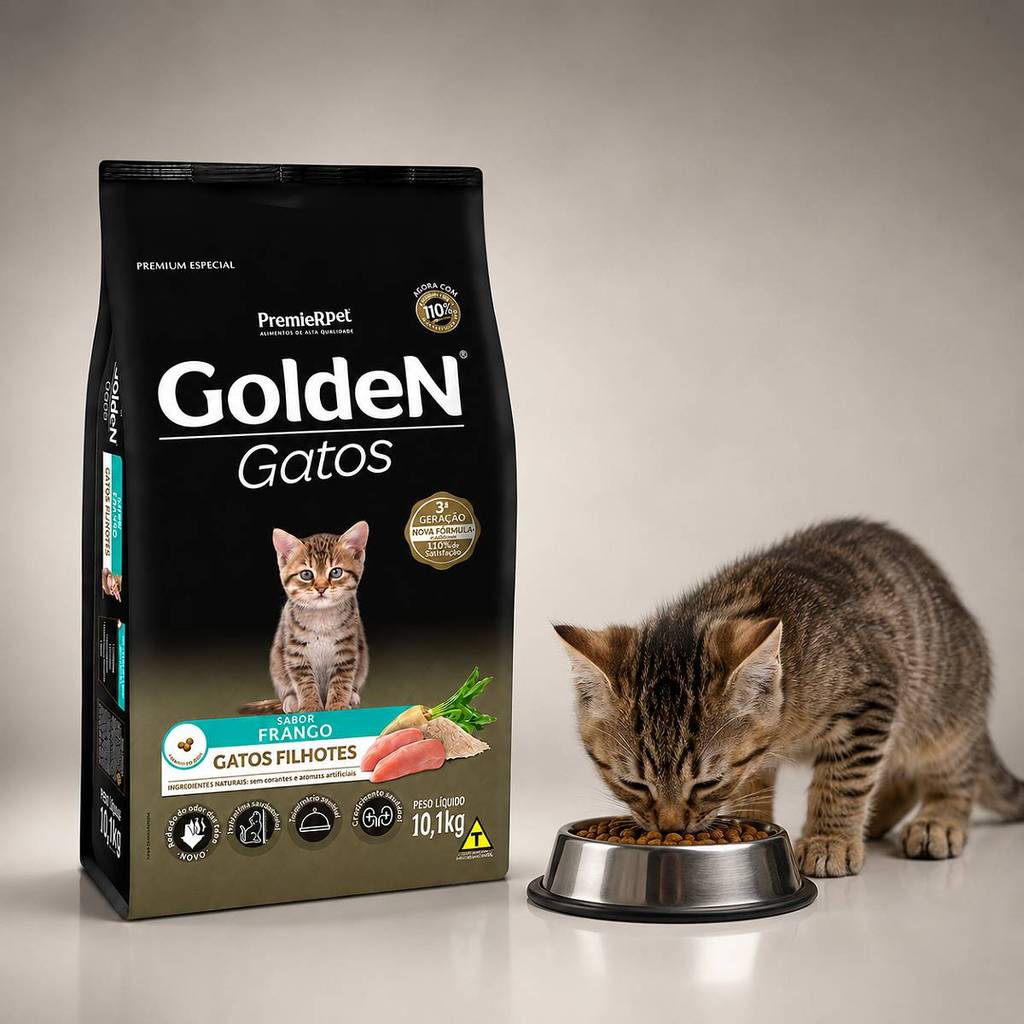 Ração Golden Gatos Filhotes Frango 10,1kg Premier Pet Nova Formula