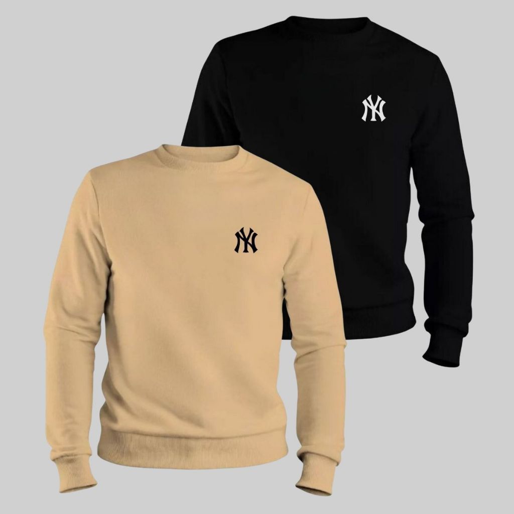 Kit 2 Moletom Gola Careca Masculino Estampado Blusa De Frio Flanelado Confortavel