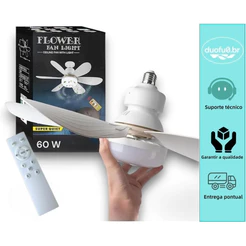 Ventilador de teto com luz. Suporte para lâmpada LED E27. Potência V2 de 40 W. Inteligente silencioso, com controle remo