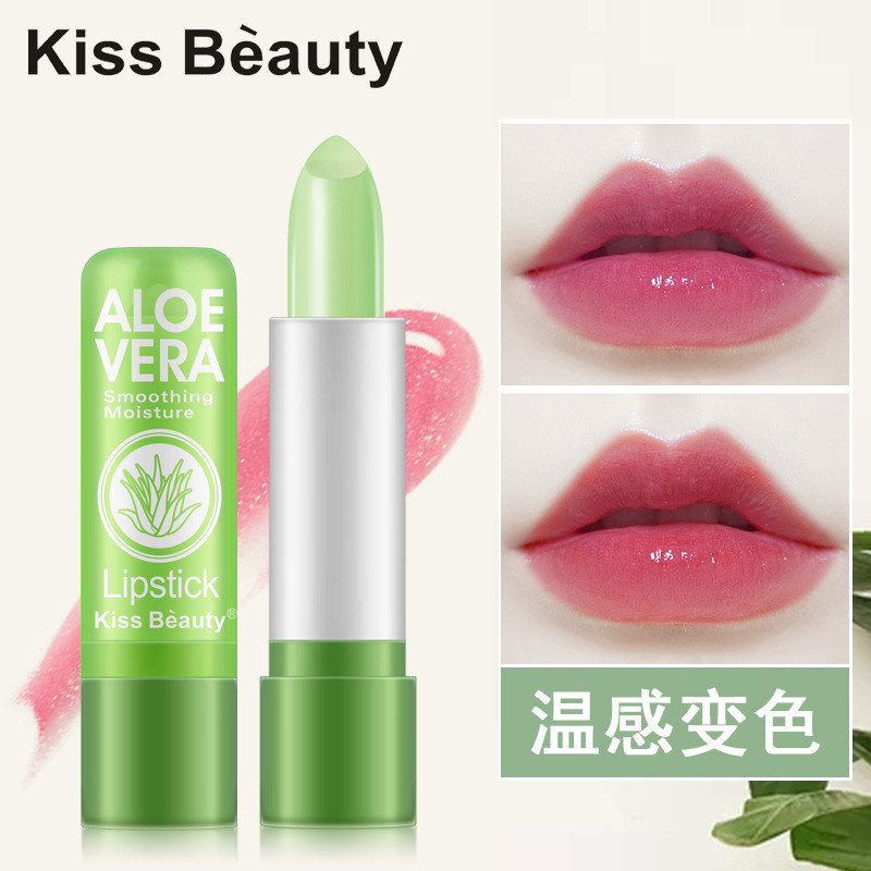 Kissbeauty Aloe Vera Batom que muda de cor Batom reparador labial hidratante à prova d'água Anti-secagem batom que muda