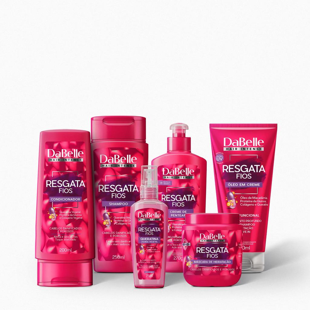 Kit Reconstrução Resgata Fios com Queratina Dabelle Hair - 6 Produtos
