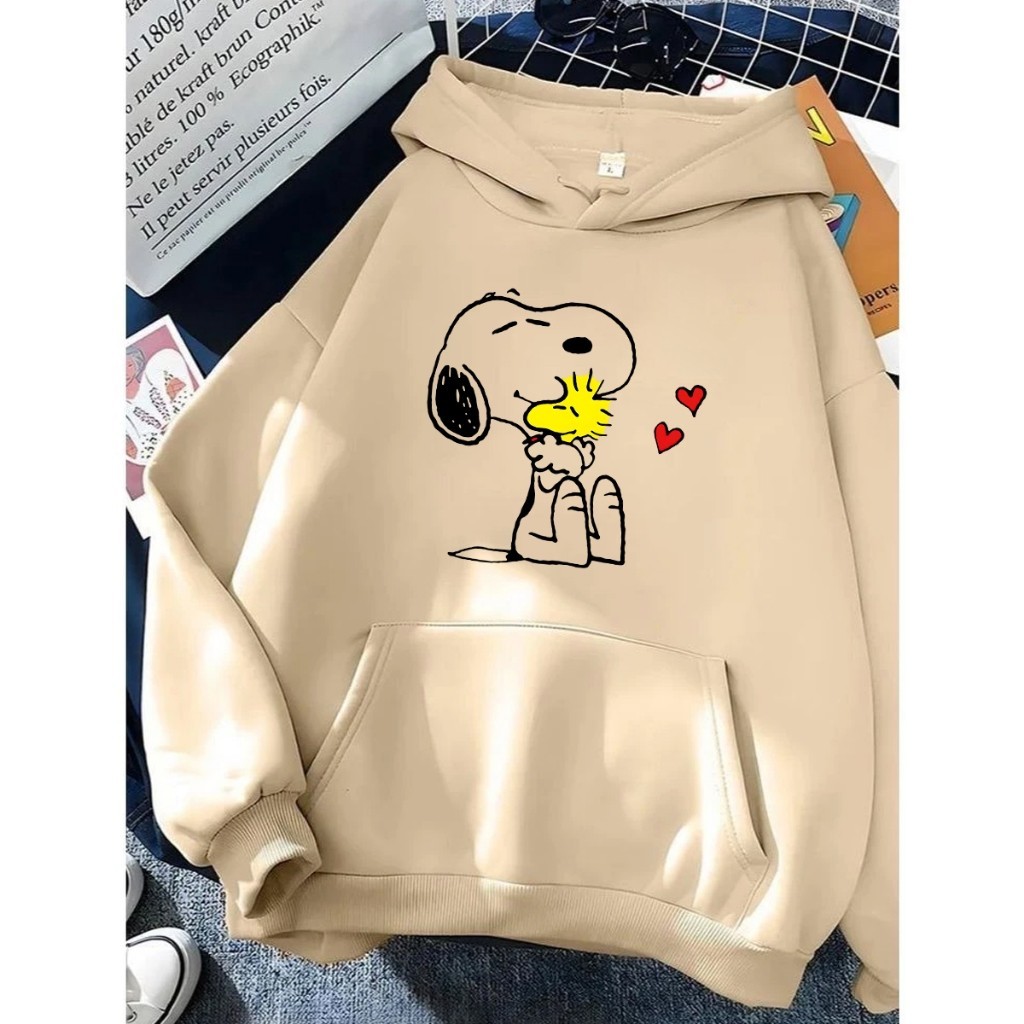 Moletom Infantil Snoopy Unissex Flanelado com Capuz e Bolso Canguru – Blusa de Frio Quentinha Confortável Estilosa