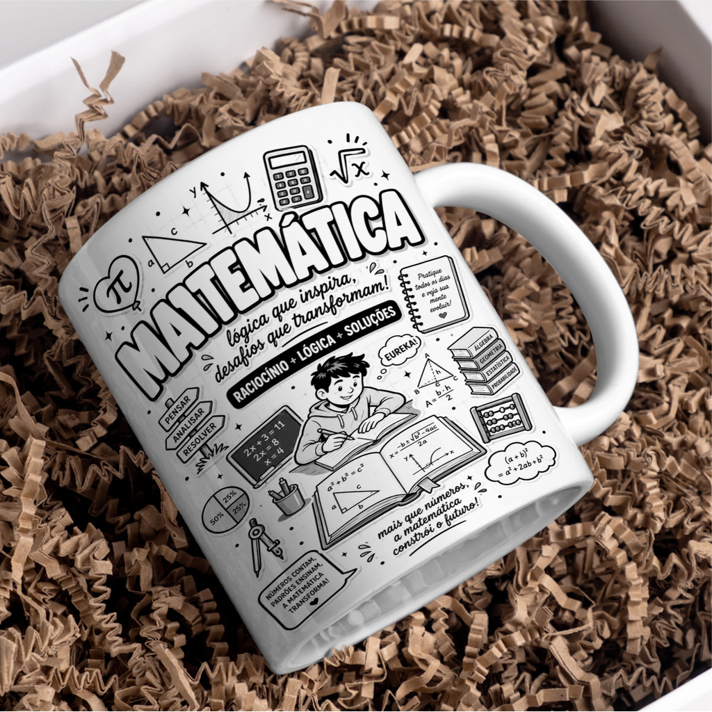 Caneca Porcelana Matemática Tema Escolar Lembrancinha