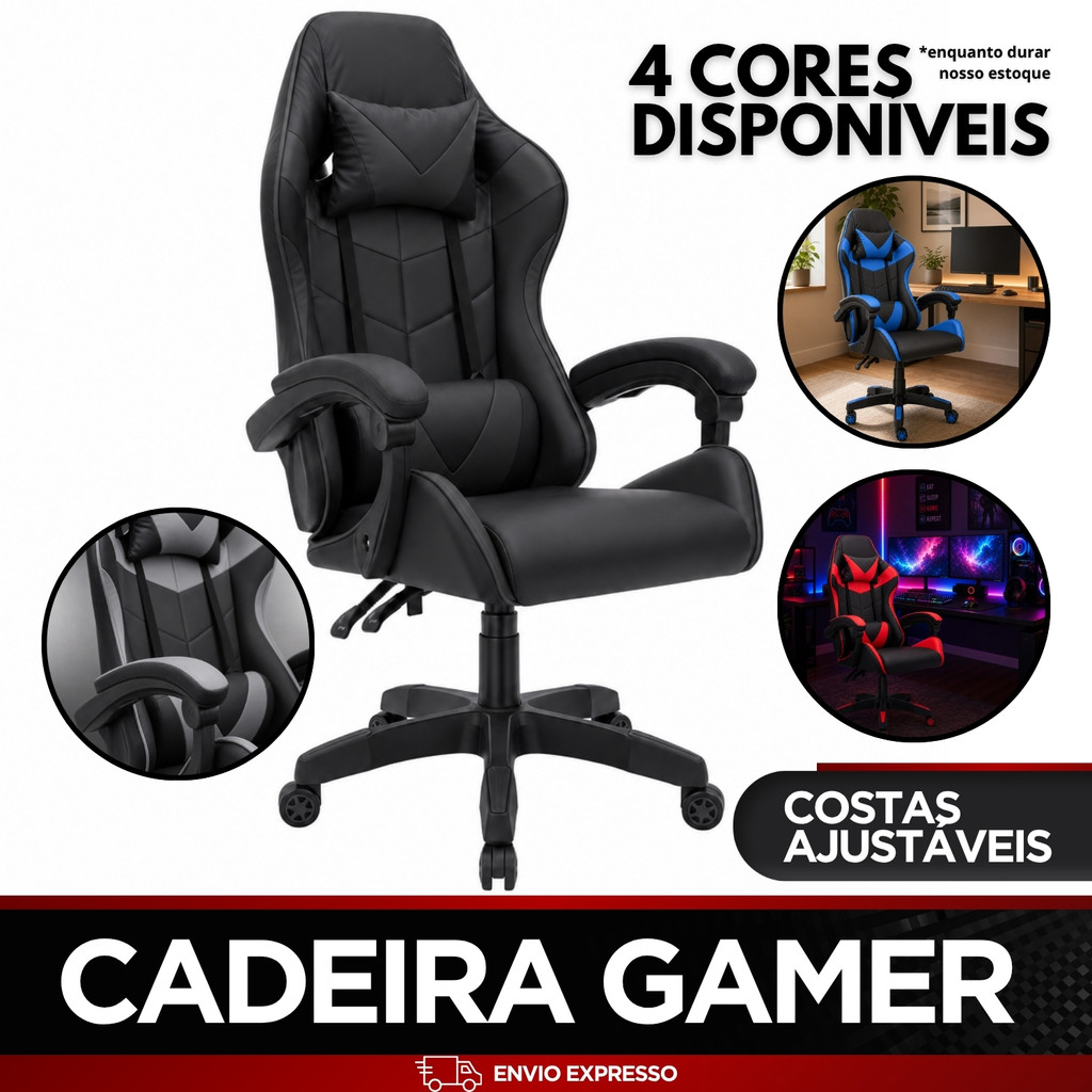 Imagem Cadeira Gamer Executiva Ergonômica Reclinável Para Setup Escritório Home Office Conforto Premium