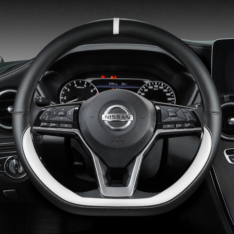 Adequado para Nissan Rogue X-trail Kicks Sport Hybrid 2017-2022 Qashqai 2019 Capa de volante de carro em couro SXRI
