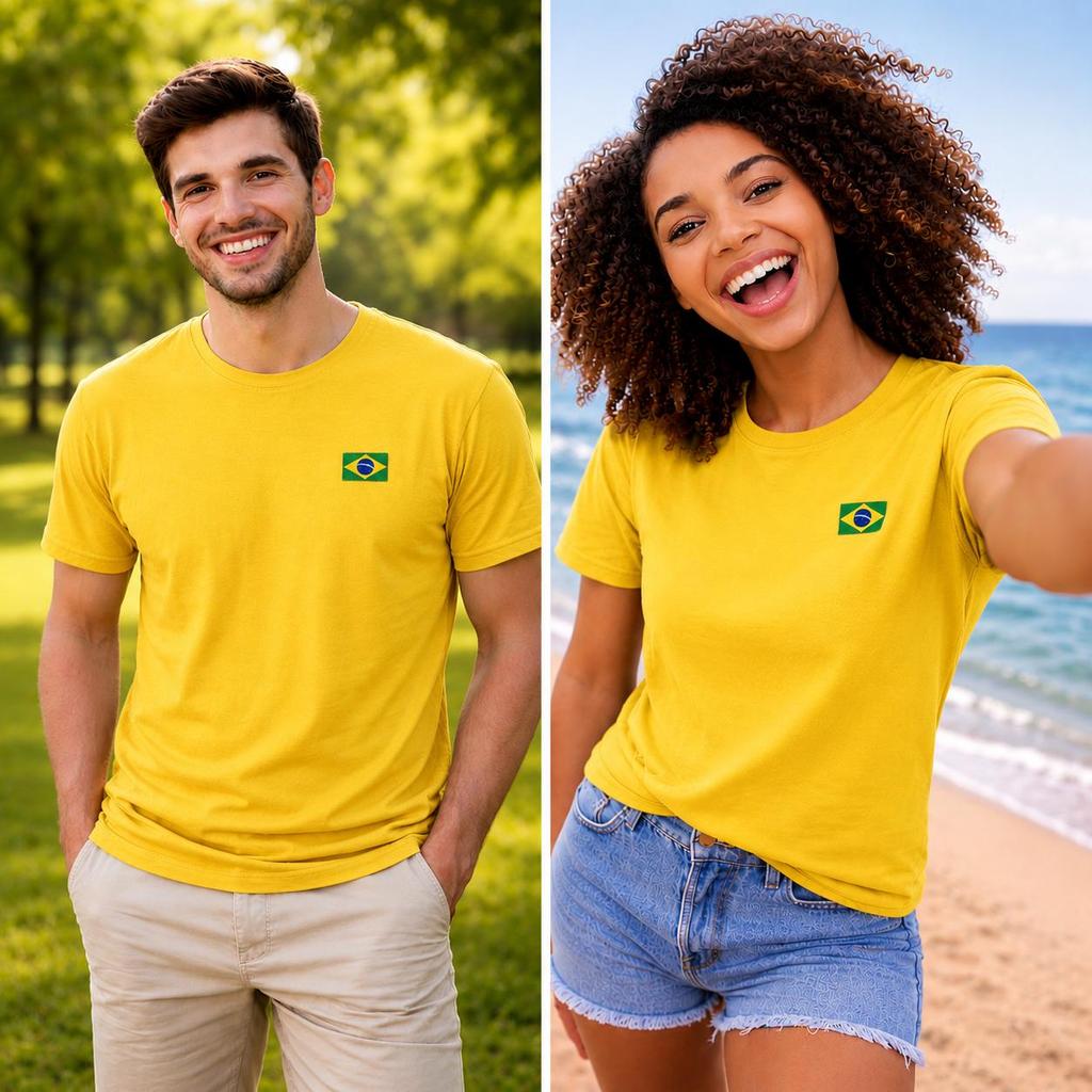 Camiseta Brasil Camisa Unissex 100% Algodão Premium T-shirt Blusa Feminina Copa do Mundo
