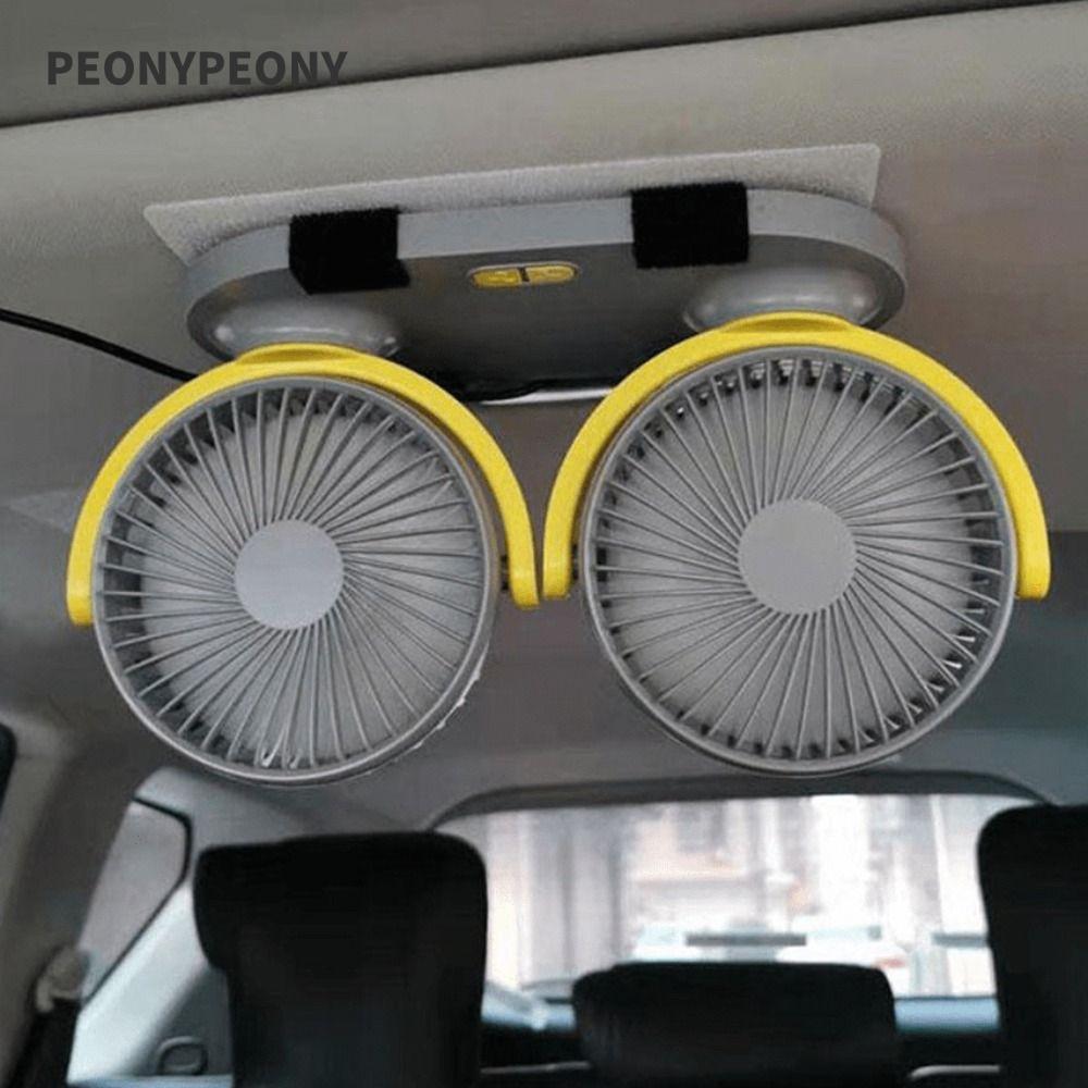 Ventilador De Carro PEONY , Giratório De Cabeça Dupla ABS 12V 24V , Circulador De Ar De Resfriamento USB Com Controle De