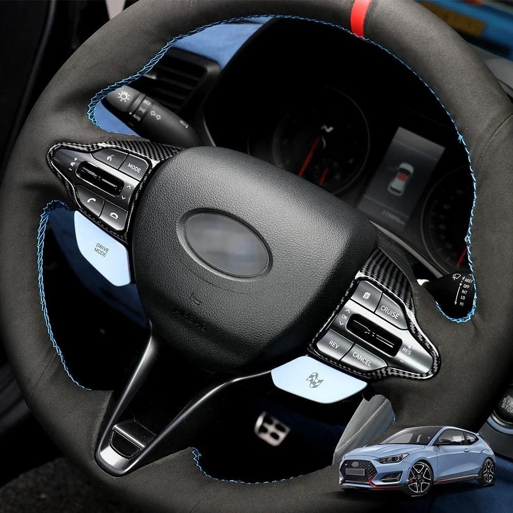 Estilo Interior Do Carro Botão Volante Capa Guarnição Para Hyundai Elantra CN7 N Veloster-Kona i20N i30N