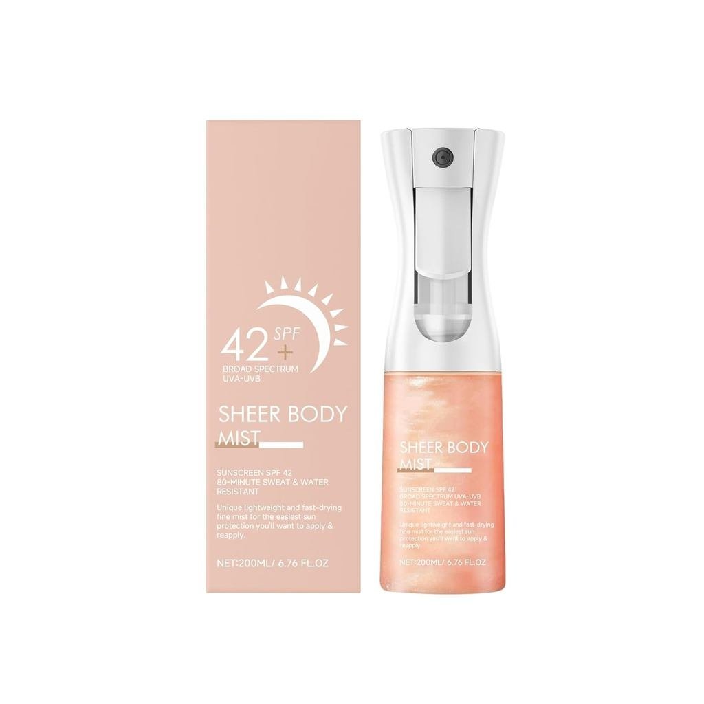 Sunglaze Sheer Body Mist Protetor Solar SPF 42 com Óleo Corporal Brilhante. Névoa Hidratante que Hidrata e Dá à Pele um