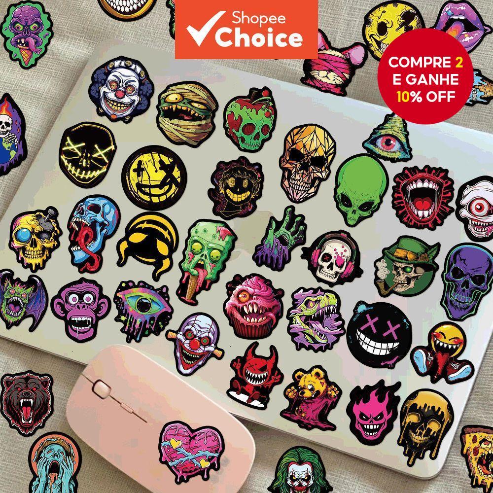 Novos 50 adesivos de arte de caveira Ghostface - Decalques decorativos à prova d'água para laptop, bagagem, guitarra e em Oferta na Shopee