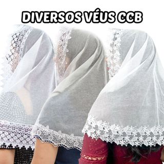 Véu Ccb Congregação Cristã Renda Guipir Com Aplique Floral Diversos Modelos em Oferta na Shopee