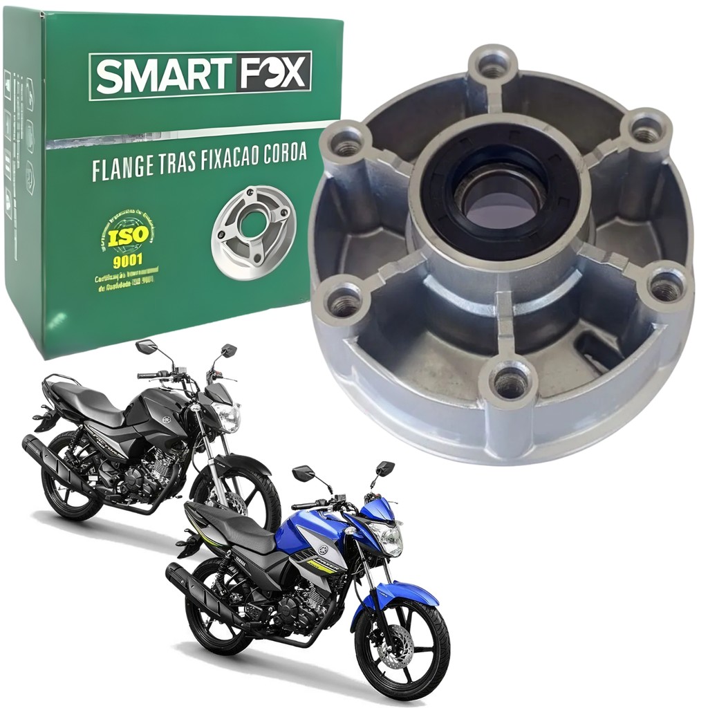 FLANGE COROA DA RODA TRASEIRA SMARTFOX C/ROLAMENTO RETENTOR YS FAZER 150 YBR FACTOR 125 150