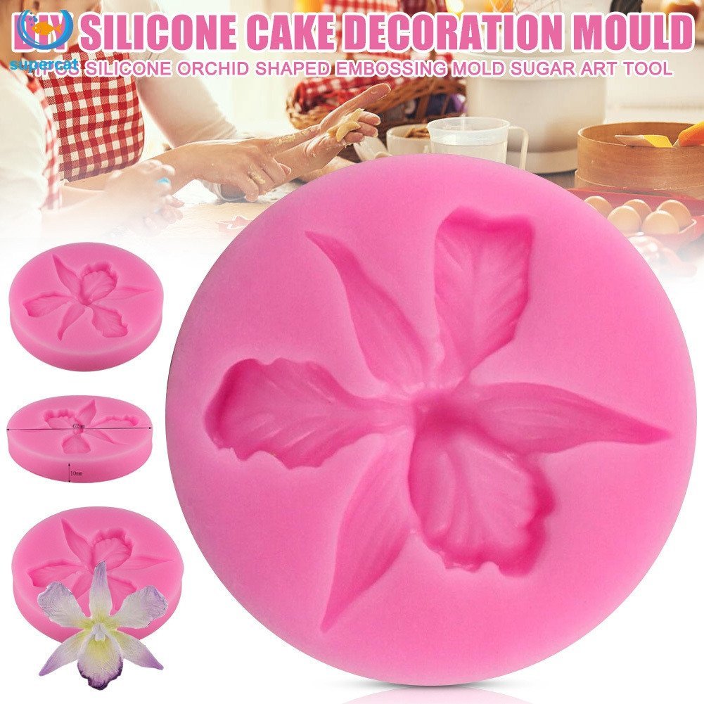 Molde de Silicone 3D Forma de Orquídea Ferramentas de Decoração de Bolos de Fondant Suprimentos de Cozinha
