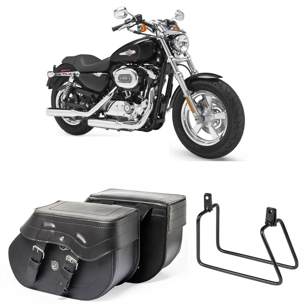 Alforge Bolsa Mala Baú Custom Lateral 30 Litros Afastador HD XL 1200 Sportster