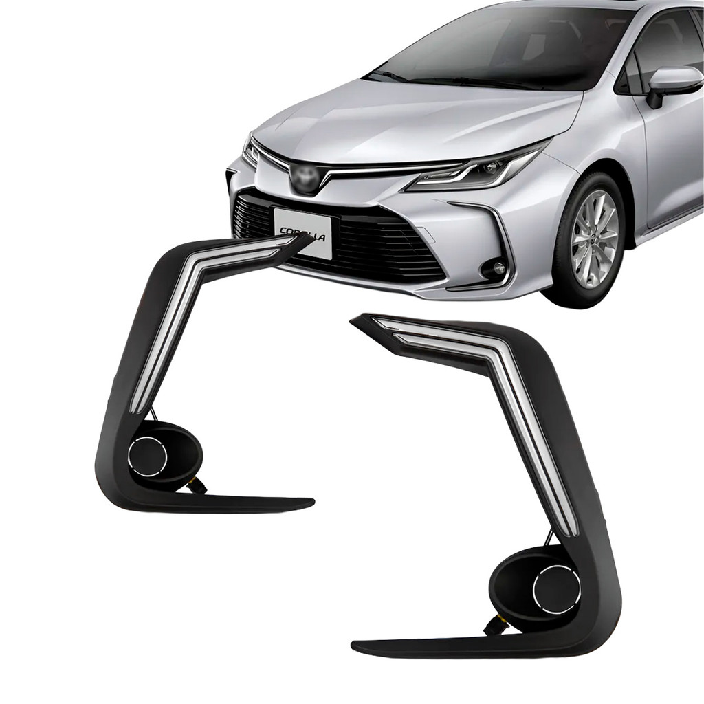 Par Moldura Milha Corolla 2020 2021 2022 2023 Com Drl Com Furo
