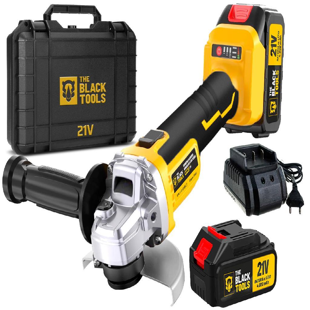 Esmerilhadeira Lixadeira Angular A Bateria 4000mah Sem Fio 4.1/2 125mm The Black Tools em Oferta na Shopee