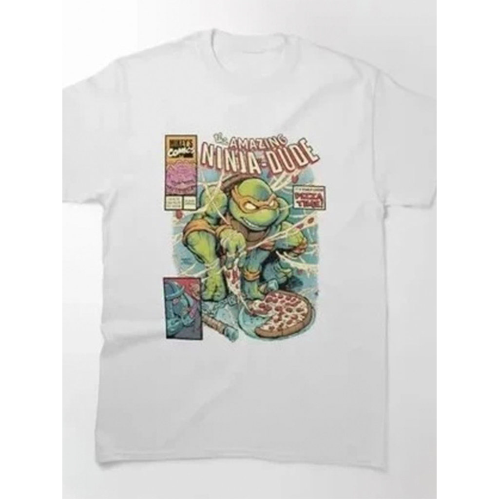 Camiseta Feminina Estampada Ninja Dude Anos 80 Unissex Exclusivo 100% Algodão Lançamento 2025 Plus Size Oversized Retro