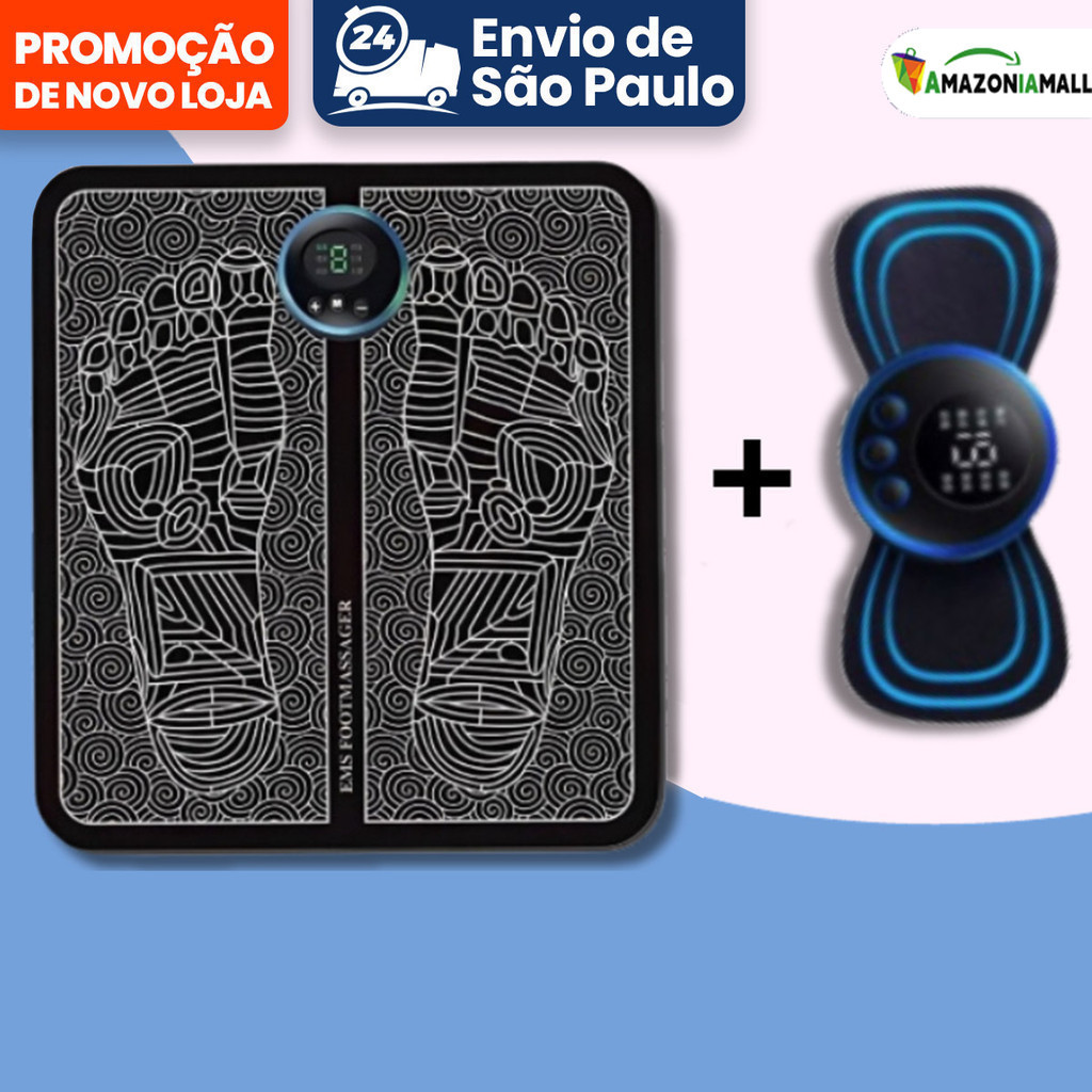 Kit almofada e Mini massageador elétrico para pés e músculos massageador elétrico portátil para pés EMS