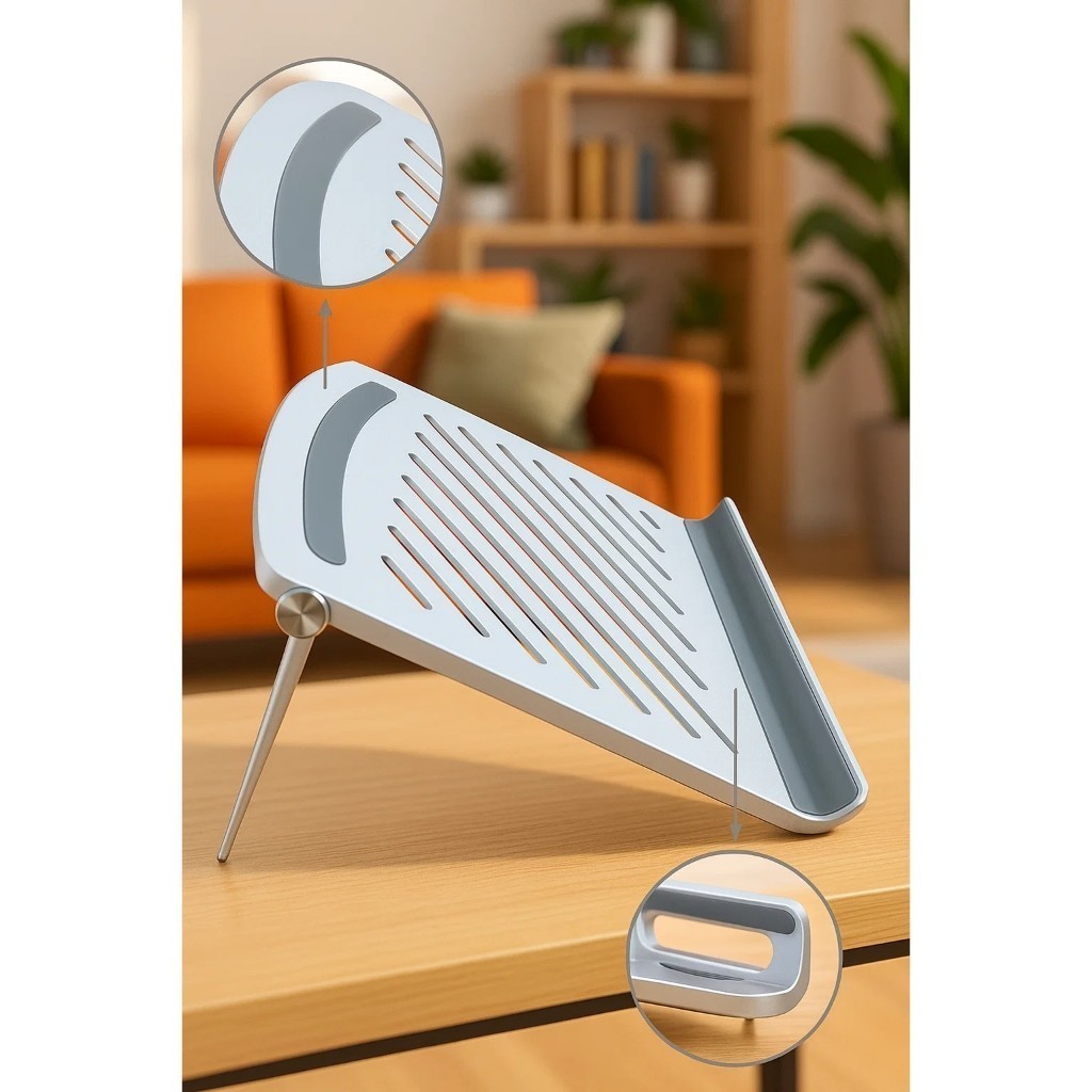 Suporte Notebook Branco Dobrável Ergonômico Mesa Portátil Leve Antiderrapante La