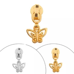 Cursor Zíper Nº3 Borboleta Dourado Prata Kit 20 Unidades Para Artesanato Uso Profissional