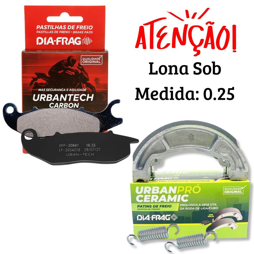 Kit Pastilha e Lona de Freio Cerâmica Cg 150 Titan 2009-2013 (0.25) Diafrag em Oferta na Shopee