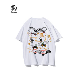 American Street Wear impresso em torno do pescoço de manga curta camiseta masculina verão solto casal All-Match pesado p