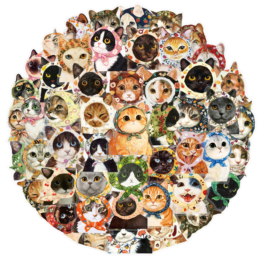 50 Folhas Claro Pet Kitty Adesivo Pacote Dos Desenhos Animados Com Capuz Gato Design DIY Ornamentos Para Acessórios Elet