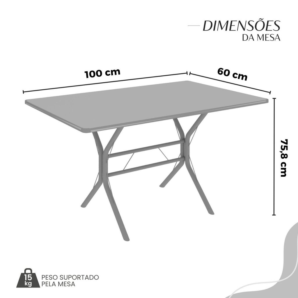 Conjunto Sala de Jantar Mesa Retangular 100x60cm Tampo Ardósia Indiana 4 Cadeiras Rio Preto/Floral/Fosco Preto