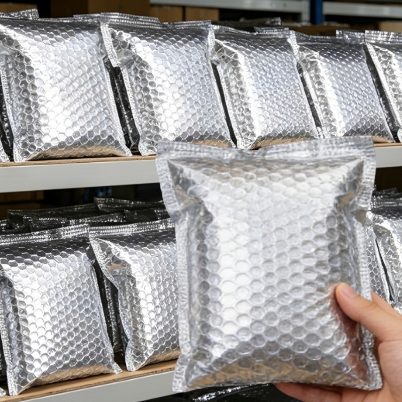 10 Unidades De Sacos De Bolhas Revestidos De Alumínio Prateado-Bolsa De Embalagem Para Envio-Saco De Correio Com Selo PE
