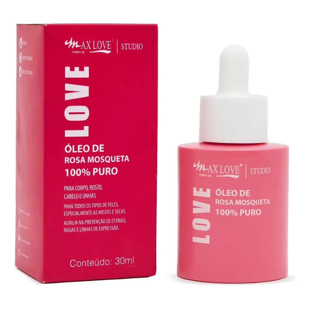 Óleo de Rosa Mosqueta 100% Puro 30ml - Max Love Todo Tipo D