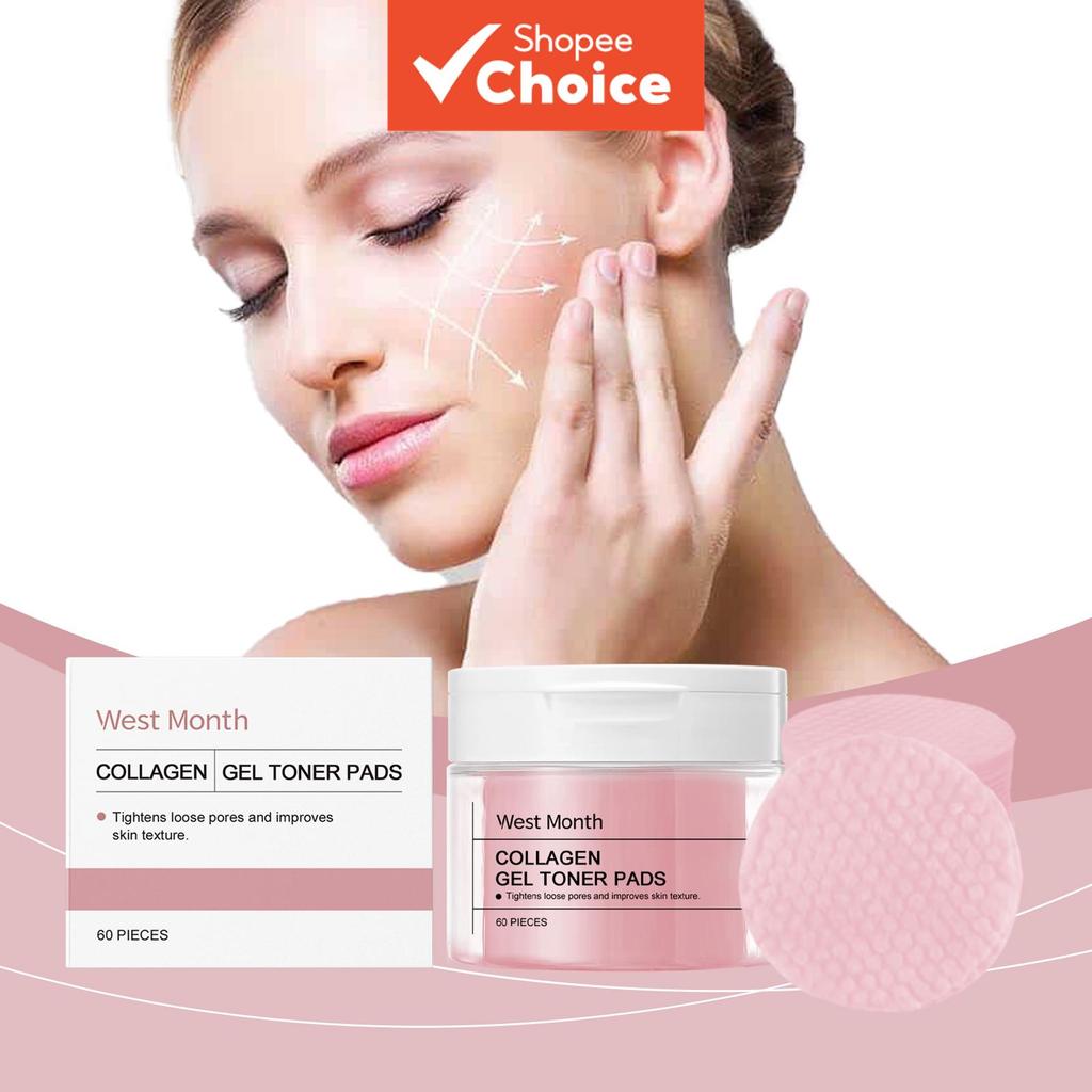 West Month Collagen Discos de Toner: Hidratante, Clareador, Cuidado com Elasticidade, Nutritivo, Suave, Algodão para