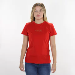 Camiseta Colcci Slim Estampa Em Logo Vermelho - Feminino