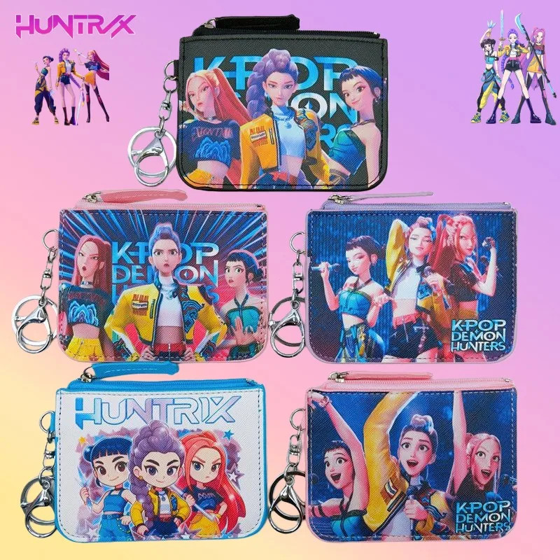 Carteira Feminina KPop Caçadora de Demônios Desenho Animado Anime Rumi Mira Zoey Chaveiro para Meninas Elegante e Fofa V