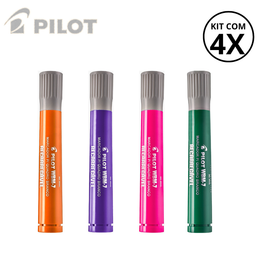Kit 04 Marcadores Para Quadro Branco WBM-7 Recarregável -PILOT