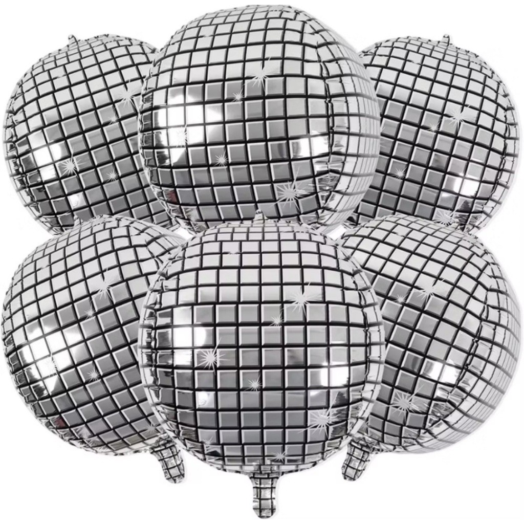 Kit 5~20 Balão Orbz Grande Metalizado Prata Globo Balada Discoteca Espelhado 24" Polegadas 56cm Balão Festas