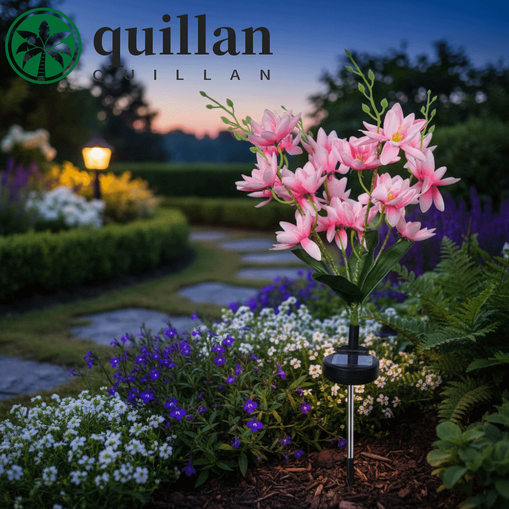 QUILLAN 2pcs Lâmpada Solar De Saussurea , Luz De Estaca De Jardim Ao Ar Livre Com Design Macio E Quente De 5 Cabeças , P