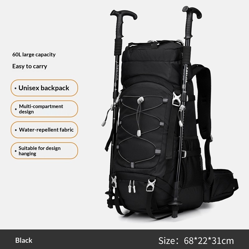Novo estilo 60L bolsa de montanhismo para viagem Off-Road ao ar livre mochila de Nylon repelente de água de grande capac