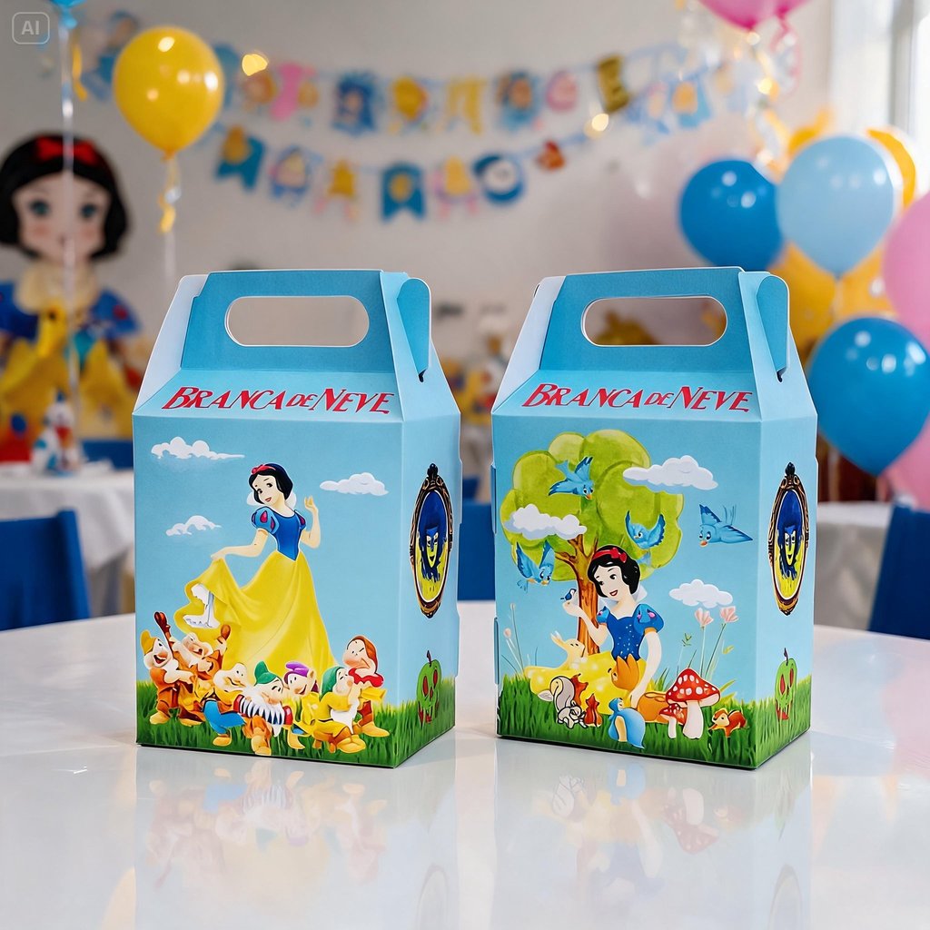 Caixinha Maleta Maletinha Branca de Neve Lembrancinha Festa Aniversário e Decoração