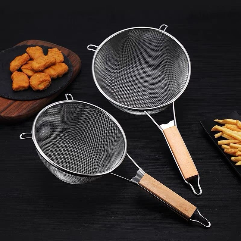 Peneiras Inox Cozinha Reforçada Cabo Madeira Arroz Feijão Coador fastbuy rio