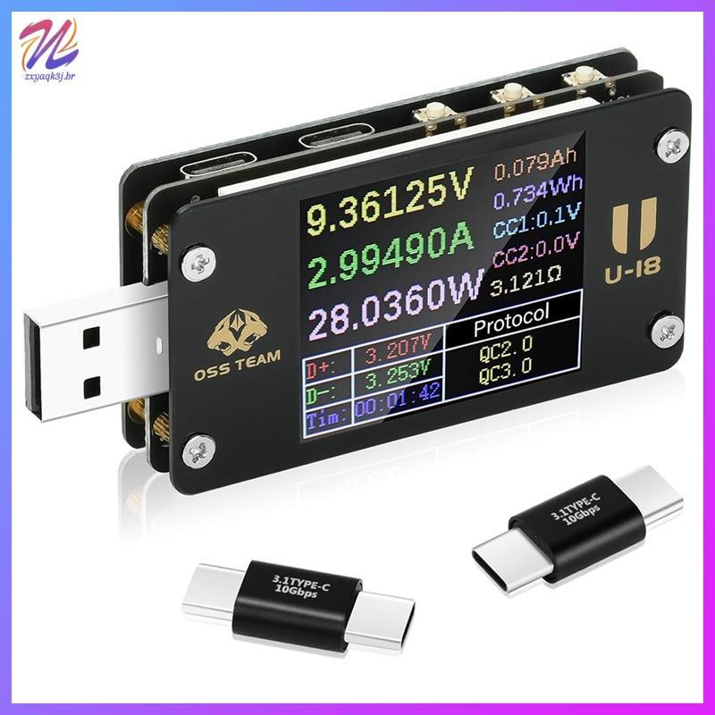 Multi-Função USB-C Medidor De Energia Testador 1.77-Polegada Display DC 4-25V 6.5A Multímetro Ferramenta De Medição De C