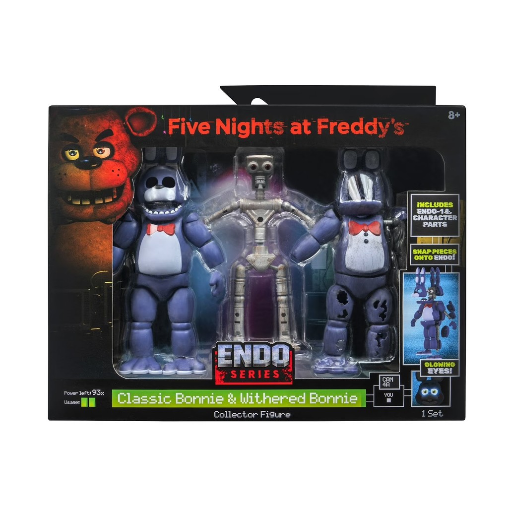 FNAF Five Nights Endo-01 Bonnie Set 6 Jazwares Figura Clássica E Murcha GITD