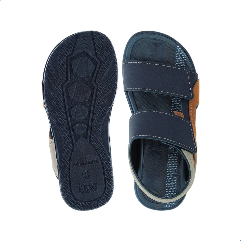Sandálias Molekinho Masculino Infantil Detalhes em Camurça