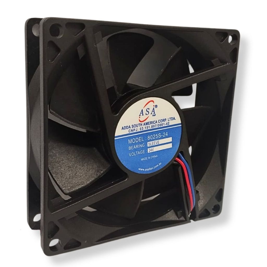 Cooler Mini Ventilador 8025S-24 3 Fios 24V AsaFan D82 80x80x25mm RPM 3.000 Refrigeração