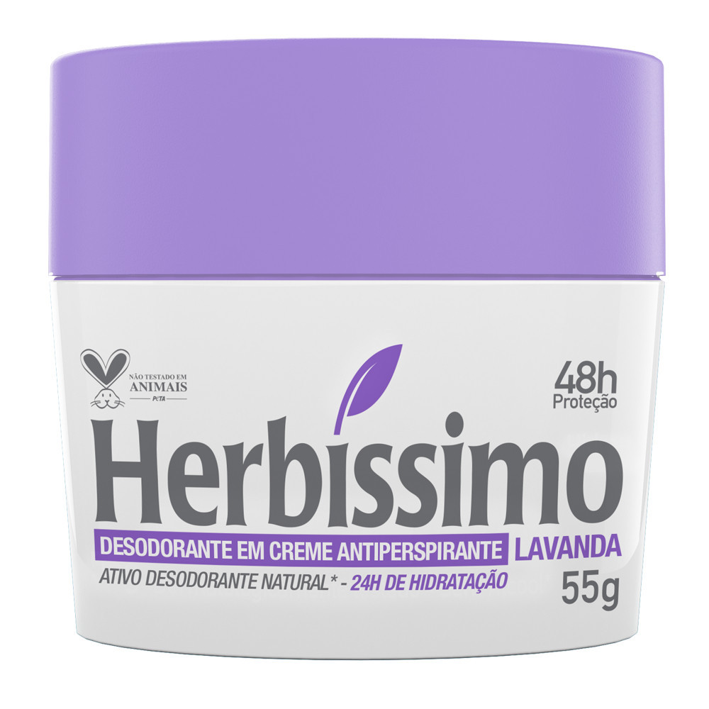 Desodorante Creme Antitranspirante Herbíssimo Lavanda 55G em Oferta na Shopee