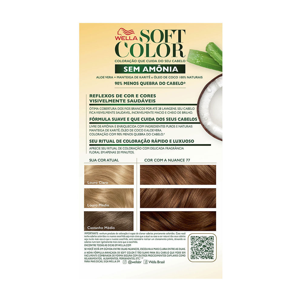 Detalhes do Tintura Soft Color Sem Amônia Marrom Dourado 77 Kit